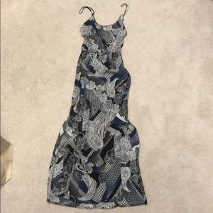 Blue and black maxi dress